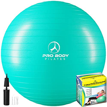 ProBody Pilates Ball Exercise Ball Yoga Ball, Multiple Sizes Stability Ball Chair, Gym Grade Birthing Ball for Pregnancy, Fitness, Balance, Workout and Physical Therapy (Aqua, 45 cm)
