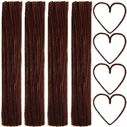 400 Pieces Pipe Cleaners Jumbo Chenille Stem Fluffy Chenille Stem for DIY Art Craft (Dark Brown)