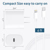 Phone Charger Fast Charging, ?MFi Certified? 2-Pack 20W USB-C Fast Charger with 6FT Fast Charging Cable for IP 14/13/12/11/Xs/8, i Pad and More