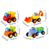 Friction Powered Cars, Push and Go Toy Trucks Construction Vehicles Toys Set for 1 2 3 Year Old Baby Toddlers Beach Dump Truck, Cement Mixer, Bulldozer, Tractor, Early Educational Toys, A Set of 4