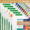 Norberg & Linden Acrylic Paint Set - Canvas and Acrylic Paint Sets for Adults, Teens, Kids - Includes 12 Vivid Colors, 3 Painting Canvas Panels & 6 Assorted Brushes