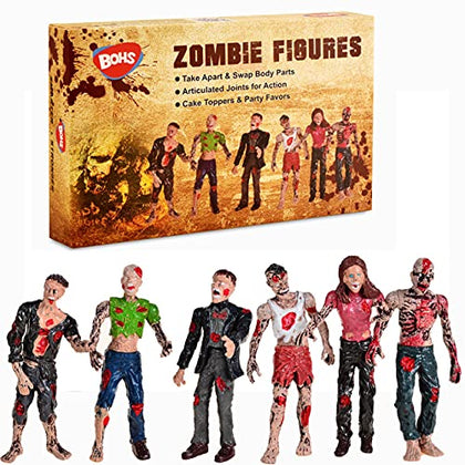 BOHS Zombie Action Figures Gift Package - Scary Toys for Boys and Girls - 4 Inches - Pack of 6