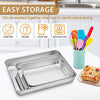 Baking Pans Set of 3, E-far Stainless Steel Sheet Cake Pan for Oven - 12.5/10.5/9.4Inch, Rectangle Bakeware Set for Cake Lasagna Brownie Casserole Cookie, Non-toxic & Healthy, Dishwasher Safe