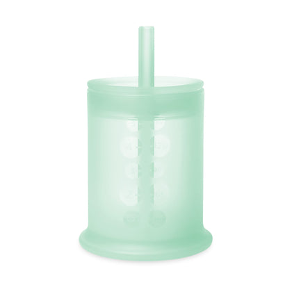 Olababy Silicone Training Cup with Straw Lid | Babies Water Drinking Cup | 6+ Mo Infant To 12-18 Months Toddler | Sippy Cup For Kids & Smoothie Cup | Baby Led Weaning (Mint, 5 oz)