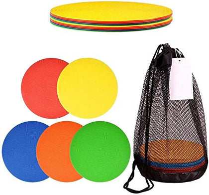 WUSHUANG 10 Inch Poly Vinyl Spot Markers- Non Slip Rubber Agility Markers Flat Field Cones Floor Dots-for Exercise Drills, Sports, Games, Speed Agility Training -10 Pcs