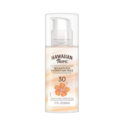 Hawaiian Tropic Weightless Hydration Lotion Sunscreen for Face SPF 30, 1.7oz | Travel Size Sunscreen, Oil Free, Sunblock Face, Mini