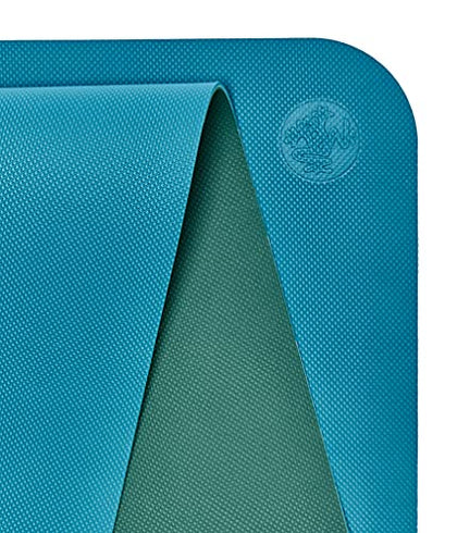Manduka Begin Yoga Mat - Premium 5mm Thick Yoga Mat with Alignment Stripe, Beginner Fitness Exercise Mat, Suitable for Yoga and Pilates, Support and Stability | Reversible, 68 Inches, Bondi Blue Color