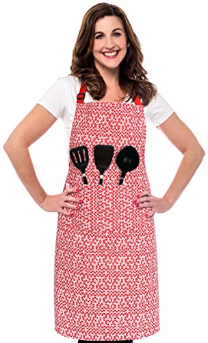 RUVANTI Cotton Enrich Cute Aprons for Women with Pockets Adjustable upto XXL, Cooking, Kitchen, Server, Chef Apron