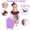 BNUZEIYI Doll Clothes and Accessories - Travel Play Set for 18 Inch Dolls, Doll Stuff with 18 Inch Doll Clothes, Cute Bag, Swimsuit and Travel Pillow for 18 Inch Girl Doll Girls Gifts
