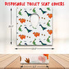 Disposable Toilet Seat Covers for Toddlers, Extra Large Individually Wrapped Dinosaur Paper Potty Training Liners for Kids, Portable, Flushable with Non-Slip Adhesives, Potty Shield, Airplane & Travel