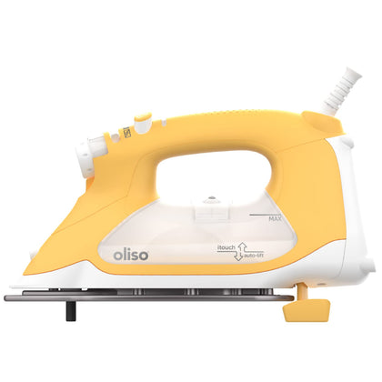 Oliso TG1600 Pro Plus 1800 Watt SmartIron with Auto Lift - for Clothes, Sewing, Quilting and Crafting Ironing | Diamond Ceramic-Flow Soleplate Steam Iron, Yellow