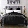 EVOLIVE All Season Pre Washed Soft Microfiber White Goose Down Alternative Comforter with Box Stitching (Black, Full/Queen)