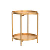 TeoKJ 2 Tier Gold Side Table, Folding Round Metal End Table Small Nightstand Accent Table with Two Removable Tray for Bedroom Living Room Small Spaces Bedside Gold