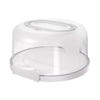 Top Shelf Elements Round Cake Carrier Two Sided Holder Serves as Five Section Serving Tray, Portable Stand Fits 10 inch Cake, Box Comes with Handle, Container Holds Pies (White)