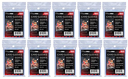 10 (Ten) Pack Lot of 100 Soft Sleeves / Penny Sleeve for Baseball Cards & Other Sports Cards (Packaging May Vary)