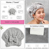 SportMore Microfiber Hair Towel Cap,Soft Absorbent Quick Drying Cap for Curly Thick Hair, Wrap Cap for Women Girls-Set of 2 Pcs (Stripe&Gray)