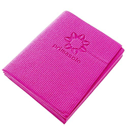 Primasole Folding Yoga Travel Pilates Mat Foldable Easy to carry to Class Beach Park Travel Picnics 4mm thick Azalea Pink Red Color PSS91NH027A