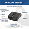 KLIM Tempest Laptop Cooler with Vacuum Fan - New 2023 - Gaming Laptop fan with Display - Temperature Detection + Automatic/Manual Mode - 4000 RPM - Portable - Compatible with Laptop Cooling Pads