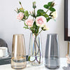 Aoderun Flower Glass Vase for Decor Home Handmade Modern Large Flower Vases for Centerpieces Living Room Kitchen Office Wedding 8.7 Inch (Amber)