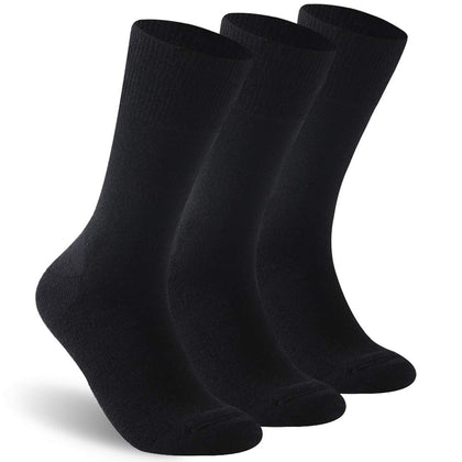 Facool Merino Wool Diabetic Socks for Men Women, Moisture Wicking Anti-sweat Circulatory Medical Socks for Neuropathy, Edema, Diabetes, Circulation, Swelling, 3 Pairs Black X-Large