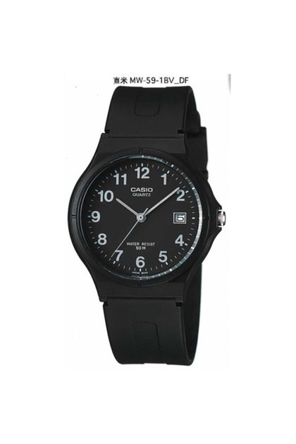 Casio Unisex Core MW59-1BV Black Resin Quartz Watch with Black Dial