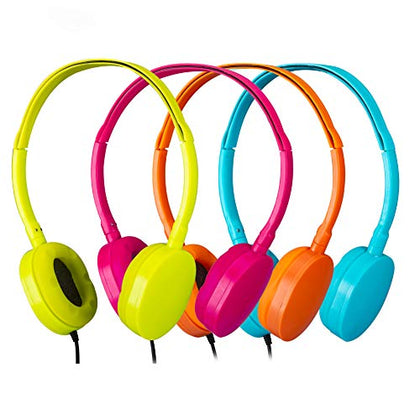 Bulk Headphones 4 pack school Sponge,Plastic headphones for classroom -YMJ(Y4 color mixed)Earphones Earbuds for kids,Students, Libraries, Laboratories (mix), 20 ounces