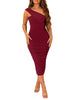 Halfword One Shoulder Cocktail Dress for Women Sexy Ruched Bodycon Night Party Club Dresses Wine Red M