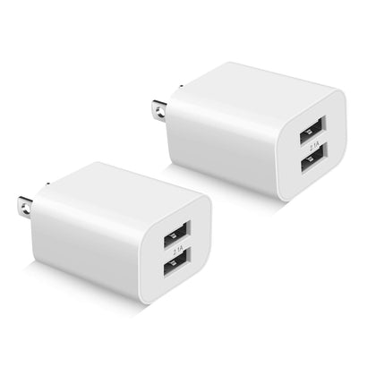 USB Wall Charger Block 2Pack Dual Port Cube Plug Power Charging Adapter Brick for Apple iPhone 15/14/13/12/XS Max/XR/X/8/8 Plus/7/6S/6S Plus/6/SE/5S/5C/iPad Mini/Air/Samsung Galaxy Kindle Fire LG