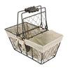 Stonebriar Farmhouse Metal Chicken Wire Picnic Basket with Hinged Lids, Handles, and Heart Detail, 10.5