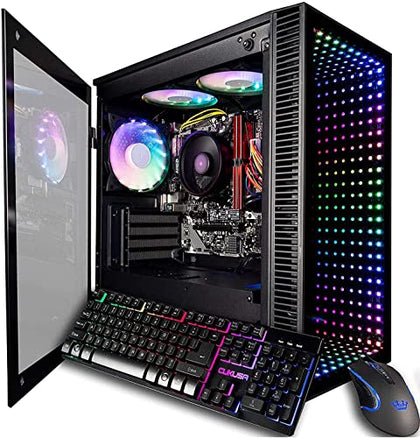Empowered PC Continuum Micro Gaming Desktop - AMD Quad Core Ryzen 3 5300G Processor with AMD Radeon Graphics, 16GB RAM, 512GB NVMe SSD, WiFi, Windows 11 Home - RGB Gamer Computer