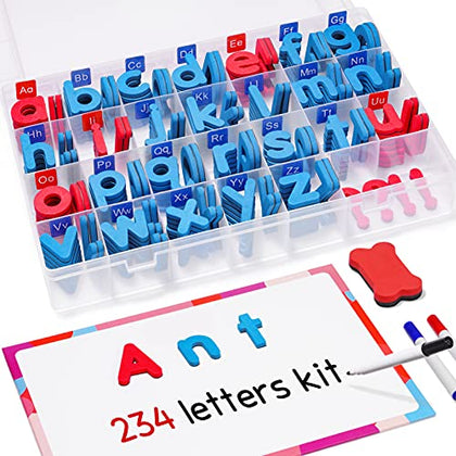 JoyNote Classroom Magnetic Letters Kit 234 Pcs with Double-Side Magnet Board - Foam Alphabet Letters for Kids Spelling and Learning