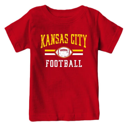 Kansas City Retro Football Fans Vintage Kids T-Shirt (Red T-Shirt, 2T)