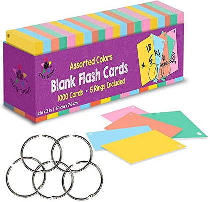 Star Right Assorted Colored Blank Flash Cards - 2