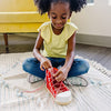 Melissa & Doug Deluxe Wood Lacing Sneaker - Learn to Tie a Shoe Educational Toy - Shoe Tying Practice For Kids, Developmental Toys For Preschoolers And Toddlers,Red