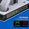 PS5 Accessories PS5 Stand for Digital/Disc Console, PS5 Cooling Station Incl. 3 Level Cooling Fan, 3 USB Hub, Headset Holder, Media Slot, Dual Playsation 5 Controller Charging Station for Dua-Sense