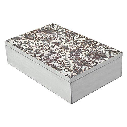 gb Home Collection Wooden Box, Decorative Storage Box with Hinged Lid, 6