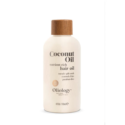 Oliology Coconut Hair Oil - Meds Split Ends, Controls Frizz, Hydrates & Softens - Lightweight Formula Helps Repair Distressed Hair from Heat Styling & Treatments | Made in USA & Paraben Free (4oz)