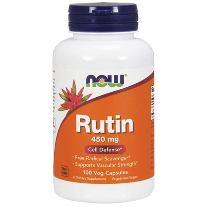 NOW Supplements, Rutin (Sophora japonica) 450 mg, Free Radical Scavenger*, Cell Defense*, 100 Veg Capsules