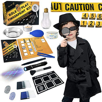 Spy Kit for Kids Detective Outfit Fingerprint Toys Gifts for 5 6 7 8 9 10 11 Year Old Boys Girls Investigation Role Play Dress Up Costume Educational Science Secret Agent Finger Print Identification