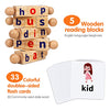 Montessori Toys for Toddlers 2 3 4 Years Old Wooden Reading Blocks Flash Cards Short Vowel Turning Rotating Matching Letters Toy for Kids Educational Alphabet Learning Toys for Preschool Boys Girls
