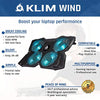 KLIM Wind Laptop Cooling Pad - More Than 500 000 Units Sold - New 2023 - The Most Powerful Rapid Action Cooling Fan - Laptop Stand with 4 Cooling Fans at 1200 RPM - USB Fan - PS5 PS4 - Cyan