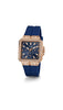 GUESS Women's 34mm Watch - Blue Strap Blue Dial Rose Gold Tone Case