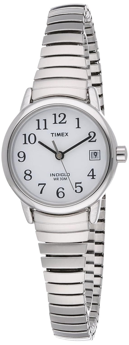 Timex Women's T2H371 Quartz Easy Reader Watch with White Dial Analogue Display and Silver Stainless Steel Bracelet Women's