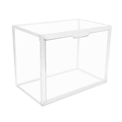 GUDEMAY Clear Stackable Plastic Storage Bins with Magnetic Attraction Lid, Dustproof Book & Cosmetic Display Cases, Large Figures Collectibles Showcase, Shoe Box, Bag Organizer (Transparent -1 Pack)