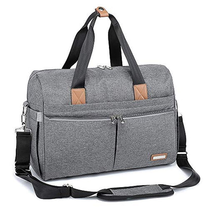 Diaper Bag Tote, RUVALINO Hospital Bags for Labor and Delivery, Multifunction Large Travel Weekender Overnight Bag for Mom and Dad, Convertible Baby Bag for Boy and Girls Gray