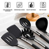 Silicone Cooking Utensil Set, Fungun Non-stick Kitchen Utensil 24 Pcs Cooking Utensils Set, Heat Resistant Cookware, Silicone Kitchen Tools Gift with Stainless Steel Handle (Black-24pcs)