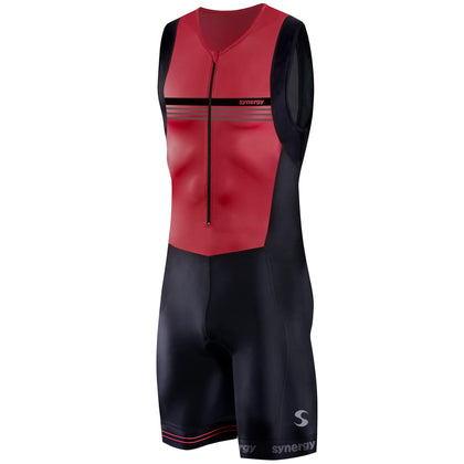 Synergy Triathlon Trisuit - Men's Race Sleeveless Tri Suit (Cardinal, X-Large)