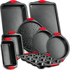 Nutrichef w/Heat Red Silicone Handles, Oven Safe, 8 Piece Set, Black