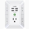 USB Wall Charger?LVETEK Surge Protector 5 Outlet Extender with 4 USB Ports (1 USB C Outlet) 3 Sided 1680J Power Strip Multi Plug Outlets Wall Adapter Spaced for Home Travel Office ETL Listed