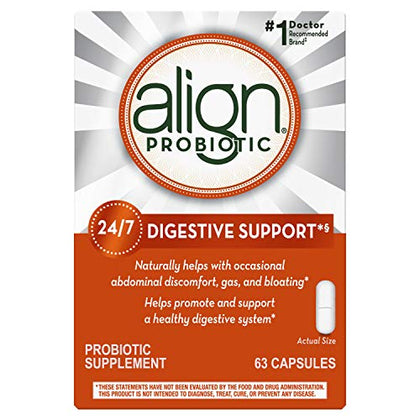 Align Probiotic, Probiotics for Women and Men, Daily Probiotic Supplement for Digestive Health*, #1 Recommended Probiotic by Doctors and Gastroenterologists, 63 Capsules